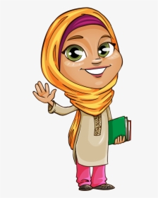 Finger Clipart Islam - Cartoon Muslim Girl, HD Png Download, Free Download