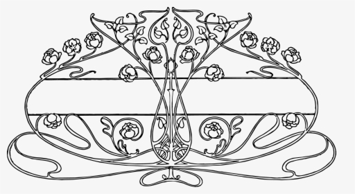 Clip Art Art Nouveau Flower - Art Nouveau Line Drawing, HD Png Download, Free Download