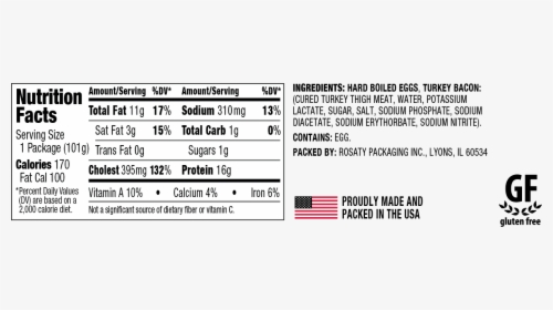 Bacon N Eggs Nutrition And Ingredients Information - Nutrition Label, HD Png Download, Free Download
