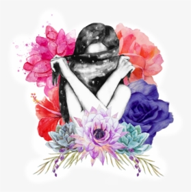 #watercolor #acuarela #sticker #flowers #flores #woman - Watercolor Flower Band Png, Transparent Png, Free Download