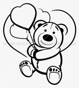 Ballon Drawing Teddy Bear Transparent Png Clipart Free - Teddy Bear Vector Black And White, Png Download, Free Download