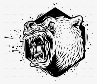 Black And White,head,line - Royalty Free Bear Png Transparent, Png Download, Free Download