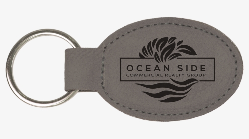 Oval Keychain With Custom Laser Engraving Gray Leather - Engraved Laser Leather Keychain, HD Png Download, Free Download