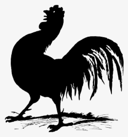 1424 Rooster Silhouette Free Vintage Clip Art - Silhouette Rooster Art, HD Png Download, Free Download