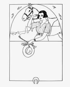 Horse And Lady Frame Clip Arts - Line Art, HD Png Download, Free Download