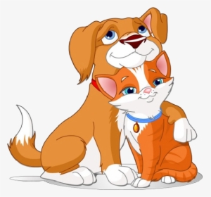 Dog Clipart Cat - Cartoon Cat And Dog, HD Png Download, Free Download