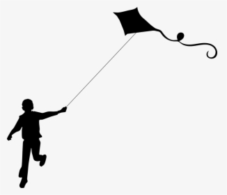 Boy, Flying Kite, Male, Playing, Silhouette - Kid Flying Kite Png, Transparent Png, Free Download