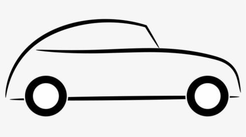 Car Icon - Simple Cartoon Car Black And White, HD Png Download, Free Download