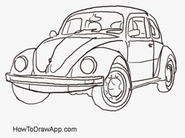 How To Draw A Volkswagen Beetle Aka Volkswagen Bug - Old Mini Drawing Easy, HD Png Download, Free Download