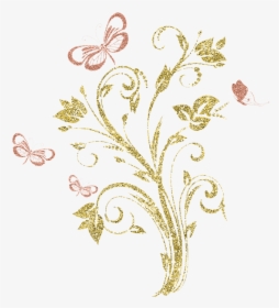 Hd Golden Border Image - Gold Flower Drawing Png, Transparent Png, Free Download