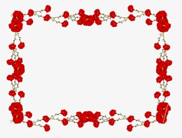 Flower Border Designs Png Free Pic - Borders Design Flowers Red, Transparent Png, Free Download