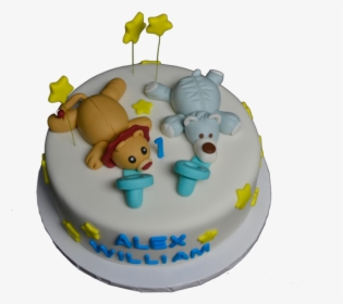 Wubbanub Pacifiers Cake With Yellow Stars For Twin - Birthday Cake, HD Png Download, Free Download