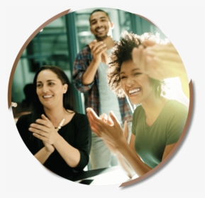 Three People Clapping And Smiling In A Coworking Space - Polite Ways To Act, HD Png Download, Free Download