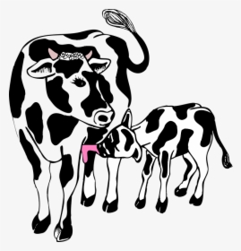 Transparent Mother Clipart Black And White - Cow With Calf Clipart, HD Png Download, Free Download
