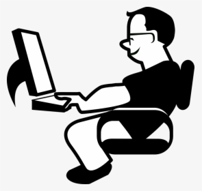 Relaxed, Office, Office Job, Workstation, Man, Worker - People Using Computer Drawing, HD Png Download, Free Download