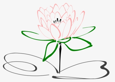 Stem Drawing Lotus Flower - Lotus Flower Clipart Black And White, HD Png Download, Free Download