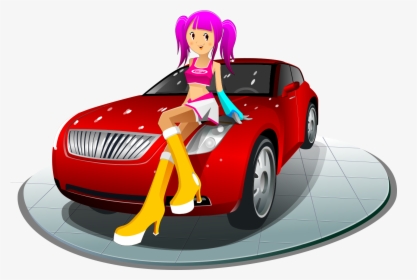 Car Clipart Cartoon - Girl On Car Clipart, HD Png Download, Free Download