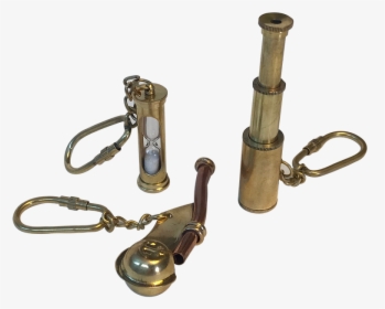 Keychain, Spyglass, Hourglass, Boatswains Whistle - Brass, HD Png Download, Free Download