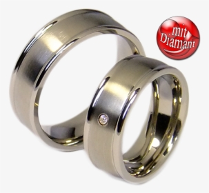 2 Wedding Rings Couple Rings Titanium Rings With Diamond - Titanium Ring, HD Png Download, Free Download