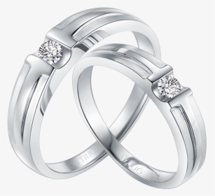 18k White Color Gold Diamond Couple Ring - Wedding Ring Diamond Couple, HD Png Download, Free Download