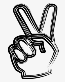 Sketched Victory Sign - V Sign, HD Png Download, Free Download