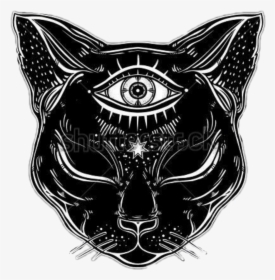 Eye Illuminati Cat Blackcat Blackandwhite Freetoedit - Cat With Third Eye, HD Png Download, Free Download