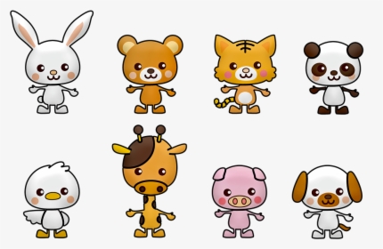Kawaii, Panda, Rabbit, Bear, White, China, Dog, Bird - Animales Para Dibujar A Color, HD Png Download, Free Download