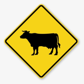 Cattle Pedestrian Crossing Warning Sign Traffic Sign - Cattle Crossing Sign, HD Png Download, Free Download