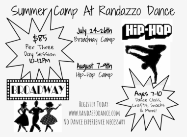Summer Camp Info Flyer Ages 7 10 2 - Summer Camp Dance Black & White, HD Png Download, Free Download
