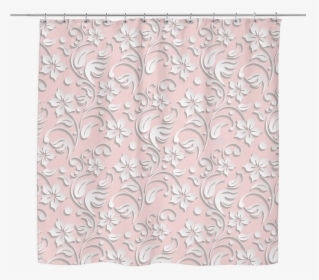 White Embossed Floral Print Shower Curtain 70 X 70 - Wallpaper, HD Png Download, Free Download