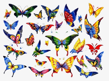 Colorful Butterfly Tattoo Designs - Color A Butterfly Clipart, HD Png Download, Free Download