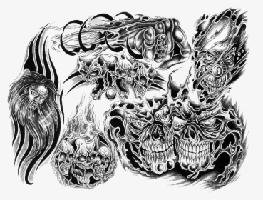 Clip Art Skull Tattoo Flash - Skull Tattoo Background Designs, HD Png Download, Free Download