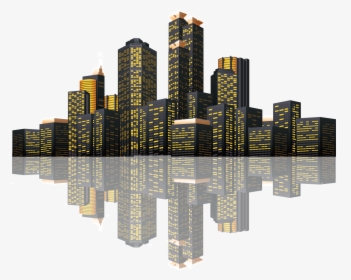 Building City Reflection Complex Late Euclidean Vector - New York City Skyline Illustration, HD Png Download, Free Download