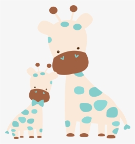 Transparent Jungle Animals Png - Mom And Baby Giraffe Clipart, Png Download, Free Download