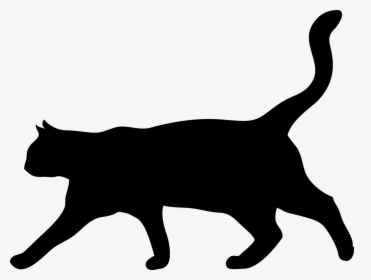 Cat Silhouette Kitten Stencil - Silhouette Cat Clipart Black And White, HD Png Download, Free Download