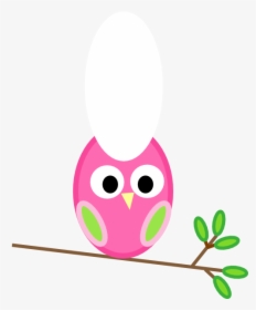 Pink And Green Owl Svg Clip Arts - Owl In A Branch Clipart, HD Png Download, Free Download