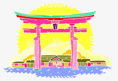 Shinto Torii Gate Vector - Japanese Temple Vector Png, Transparent Png, Free Download
