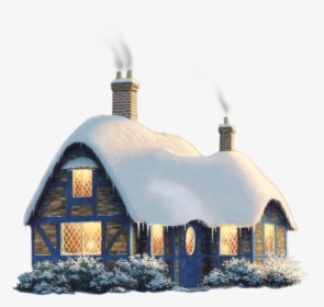 Transparent Snowy Winter House Png Clipart - Christmas House Transparent Background, Png Download, Free Download