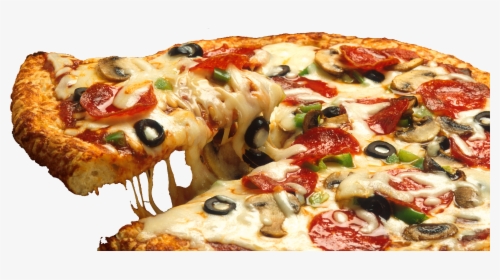Supreme Pizza With Slice Being Lifted - High Resolution Pizza Png, Transparent Png, Free Download