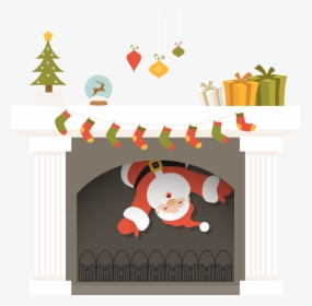 Transparent Santa Claus Chimney Clipart - Père Noel Dans La Cheminée, HD Png Download, Free Download