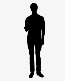Silhouette Of Man Standing And Facing Forward - Person Standing Silhouette Vector, HD Png Download, Free Download