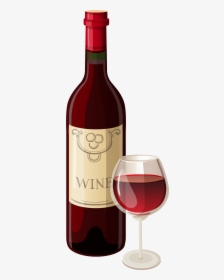 Wine Bottle And Glass Clipart, HD Png Download, Free Download