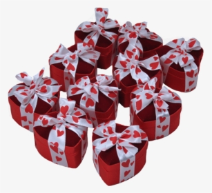 A Set Of 10 Small Velvet Heart-shaped Boxes Filled - Gift Wrapping, HD Png Download, Free Download