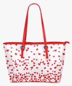 Red Falling Hearts On Pink Leather Tote Bag/small - Handbag, HD Png Download, Free Download