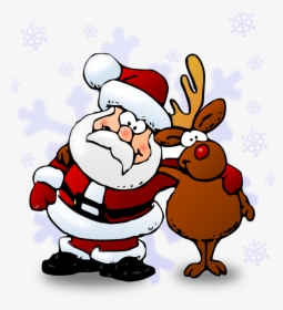 Santa And Rudolph Cartoon, HD Png Download, Free Download