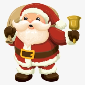 Santa With Bell Png Clipart - Santa Claus Kawaii Png, Transparent Png, Free Download