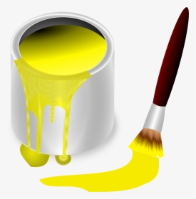 Yellow Paint With Paint Brush Clip Art At Clker - Yellow Paint Clipart, HD Png Download, Free Download