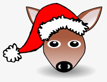 Free Vector Funny Fawn Face Brown Cartoon With Santa - Christmas Hat Clipart Png, Transparent Png, Free Download