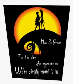 Jack Sally Moon Inspired Anniversary Card 647 1- - Silhouette Jack And Sally, HD Png Download, Free Download