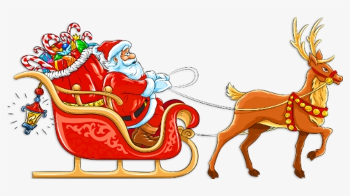 In For Cut Out - Father Christmas In Sleigh, HD Png Download, Free Download